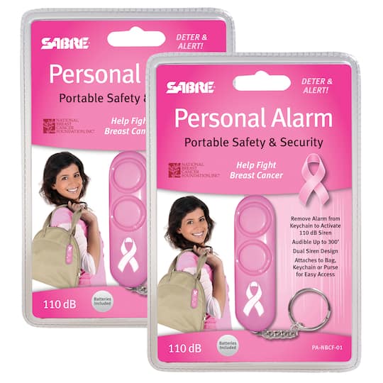 SABRE® Pink NBCF Personal Alarm, 2ct.